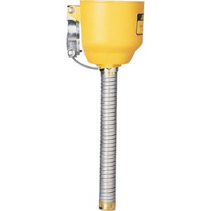 Type I Safety Can - Bolt-On Funnel With Galvanised Hose - 1"Dia. X 14"H, w/Galvanised Hose, Polyethylene, Yellow
