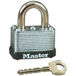 Warded Padlock - Security Padlock, 1-1/2", 1/4", 5/8", 9/16", Laminated Steel, Steel, Silver, Keyed Alike