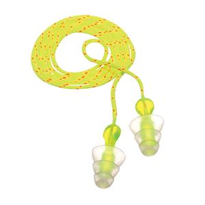 E-A-R™ Tri-Flange Reusable Earplugs - Corded, 26, One-Size, Meets/Exceeds CSA Class AL, Bulk - Polybag, 100, Box, Cotton