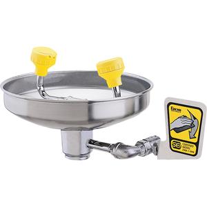 Eyewash With Acetal Heads - Wall-Mount, Stainless Steel, 10.8"Dia. Bowl