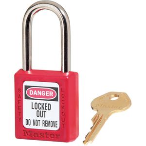 410 Series Zenex™ Padlocks - Set of Twelve - Safety Padlock, 1-1/2", 1/4", 1-1/2", 25/32", Thermoplastic, Steel, Red, Blue, Yellow, Keyed Alike, 1-3/4"