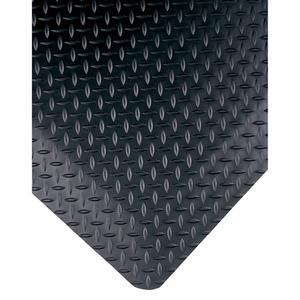 Select No. 495 Mats - 3', 5', 75', 15/16", Black, black w/yellow borders, PVC, Dry, Solid, Diamond, 3 Years