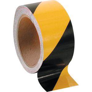 Hazard Warning Tape - Non-Laminated - Black and Yellow, Vinyl, 2", 108', NON-LAMINATED