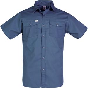 Work Shirts - Poly-Cotton, Small, Medium, Large, X-Large, 2X-Large, 3X-Large, Navy Blue, Men's, Short Sleeve