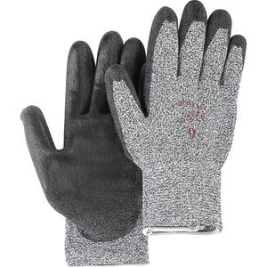 Salt & Pepper Knit Gloves With Black Palm Coating - Large/9, 2X-Large/11, HPPE, Polyurethane, Dipped Palm, ANSI/ISEA 105 Level 2, ANSI/ISEA 105 Level 6, Unrated, ANSI/ISEA 105 Level 3, Unrated, Black on salt & pepper
