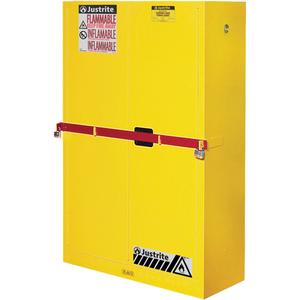 Sure-Grip® Ex High Security Flammable Safety Cabinets - Manual, 45 gal., 43", 18", 65", 2, 2, NFPA/OSHA/FM, Steel, Yellow