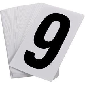 Pressure Sensitive Numbering - 9, Black on White, 3-1/2"
