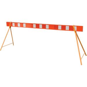Street Barricade - A-Frame, Wood/Iron, White/Orange, 96", 6", 2"