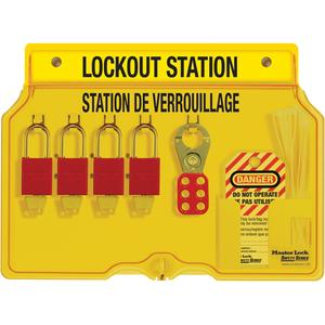 Lockout Station - Included, Aluminum, 4, Station with American Lock® Aluminum Padlocks