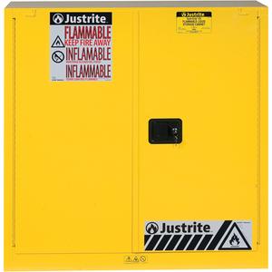 Sure-Grip® Ex Flammable Storage Cabinets - Self-Closing, 30 gal., 45 gal., 60 gal., 90 Gal., 43", 18", 44", 2, 1, NFPA/OSHA/FM, Steel, Yellow