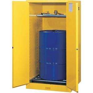 Sure-Grip® EX Vertical Drum Storage Cabinets - 65", 34", 34", 1, Yellow, 55 US gal., Steel, 1-55 gallons, 34", 65", 34"