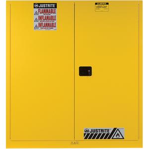 Sure-Grip® EX Vertical Drum Storage Cabinets - 65", 43", 34", 2, Yellow, 60 US gal., Steel, 2-30 gallons, 34", 65", 43"