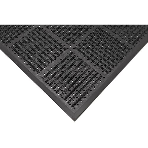 Outfront Reversible No. 227 Mat - 3', 6', Scraper, 7/16", Black, Rubber, Medium-Heavy, Slotted, Drainage Mat, 1 Year