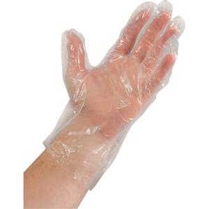 Disposable Gloves - Large, Polyethylene, 0.02-mil, Fully Textured, Clear, Powder-Free, None, Non-Medical