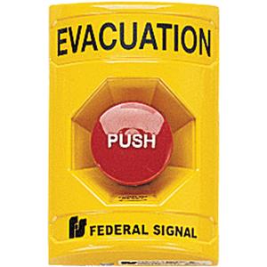 Push Button Station -For Vandal-resistant Activation Of Emergency Systems - Class C, Yellow Station with Push & Turn Reset Button — "EVACUATION"
