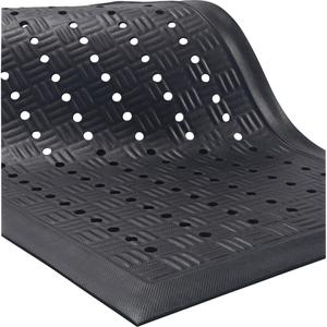 Cushion Station™ Mats - 2', 3-1/5', 9/16", Black, Nitrile, Wet/Dry, Drainage, Slotted