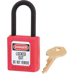 Dielectric Zenex™ Padlock - Safety Padlock, 1-1/2", 1/4", 1-1/2", 25/32", Thermoplastic, Nylon, Red, Orange, Yellow, Green, Blue, Black, Purple, Teal, Keyed Different, 0.21 lbs., 1-3/4"