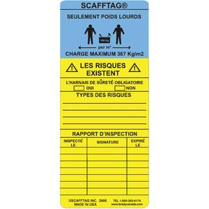 ScaffTag® Heavy-Duty "Caution" Inserts - Plastic, English, 7-5/8", 3-1/4", Package, 100, Black/Blue & Black/Yellow
