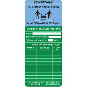 ScaffTag® Heavy-Duty "Ready For Use" Inserts - Plastic, English, 7-5/8", 3-1/4", Package, 100, Black/Blue & White/Green