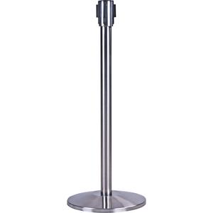 Free-Standing Crowd Control Barrier Receiver Post - 35", Steel, Stainless, Black, Yellow, 6'6", 1 Year Limited