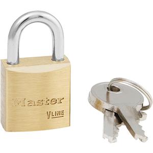 Economy V-Line Padlocks - Security Padlock, 1-1/2", 1/4", 13/16", 13/16", Brass Coating, Steel, Silver, Keyed Alike, 13/16", 2341