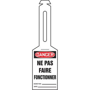 Loop 'N Lock™ Lockout tag - French, Plastic, 3-3/8", 5-7/8", Danger Ne Pas Faire Fonctionner
