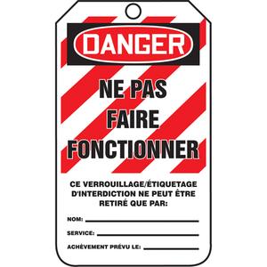 Tags By-The-Roll Lockout Tags - Cardstock, French, 3", 6-1/4", 3/8", 6 5/8" x 6 5/8" x 3 5/8", Danger Do Not Operate