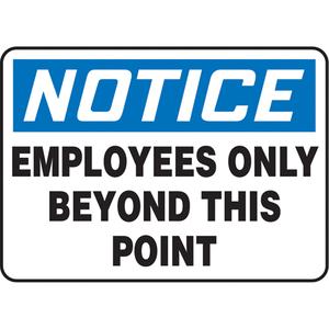 "Employees Only" Sign - Plastic, 10", 14", English, Admittance and Exit