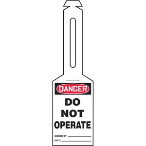 Loop 'N Strap™ Safety Tag - English, Plastic, 3-3/8", 5-7/8", Danger Do Not Operate