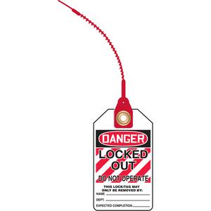 Loop 'N Lock™ Lockout tag - Plastic, English, 3-3/8", 5-7/8", Danger Locked Out Do Not Operate