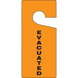 Door Knob Safety Tags - English, Plastic, 4", 9", Standard, Evacuated