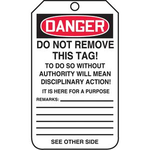 Tags By-The-Roll Safety Tags - English, Cardstock, 3", 6-1/4", Danger, 6 5/8" x 6 5/8" x 3 5/8"