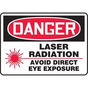 "Laser Operating" Sign - Vinyl, Plastic, Aluminum, 7", 10", Adhesive, English with Pictogram, Chemicals and Hazardous Materials/Specific Hazards