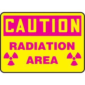 "Radiation Area" Sign - Vinyl, Plastic, Aluminum, 10", 14", Adhesive, English with Pictogram, Chemicals and Hazardous Materials/Specific Hazards, Caution; Radiation Area w/Pictogram