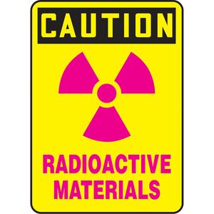 "Radiation Hazard" Sign - Vinyl, Plastic, Aluminum, 10", 7", Adhesive, English with Pictogram, Chemicals and Hazardous Materials/Specific Hazards, Caution; Radioactive Materials w/Pictogram