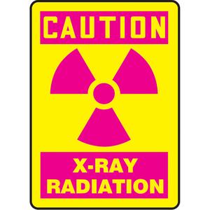 "X-Ray Radiation" Sign - Vinyl, Plastic, Aluminum, 10", 7", Adhesive, English with Pictogram, Chemicals and Hazardous Materials/Specific Hazards, Caution; X-Ray Radiation w/Pictogram