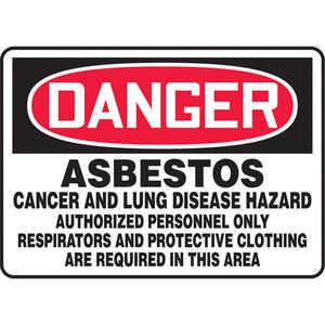 "Asbestos" Sign - Aluminum, Plastic, Vinyl, 10", 14", Bolt-On, English, Chemicals and Hazardous Materials, Overpack