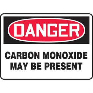 "Carbon Monoxide" Sign - Aluminum, Plastic, Vinyl, 10", 14", Bolt-On, English, Chemicals and Hazardous Materials, Danger; Carbon Monoxide May Be Present