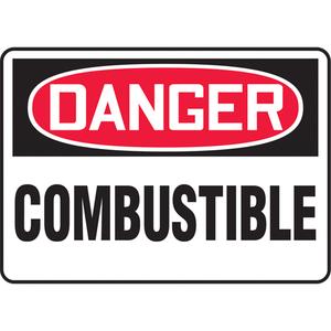 "Combustible" Sign - Aluminum, Plastic, Vinyl, 10", 14", Bolt-On, English, Chemicals and Hazardous Materials, Danger; Combustible