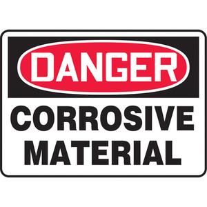 "Corrosive Material" Sign - Aluminum, Plastic, Vinyl, 10", 14", Bolt-On, English, Chemicals and Hazardous Materials, Danger; Corrosive Material