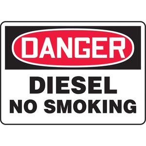"Diesel" Sign - Aluminum, Plastic, Vinyl, 10", 14", Bolt-On, English, Chemicals and Hazardous Materials/Smoking Control, Danger; Diesel No Smoking
