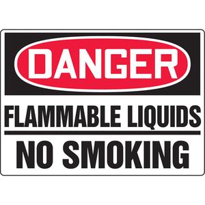 "Flammable Liquids" Sign - Aluminum, Plastic, Vinyl, 10", 14", Bolt-On, English, Chemicals and Hazardous Materials/Smoking Control, Danger; Flammable Liquids No Smoking