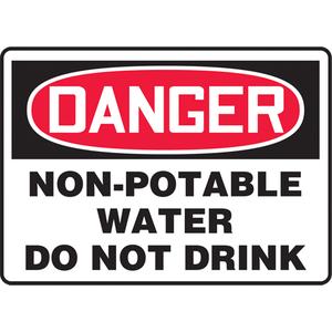 "Non-Potable Water" Sign - Aluminum, Plastic, Vinyl, 10", 14", Bolt-On, English, Chemicals and Hazardous Materials, Danger; Non-Potable Water Do Not Drink