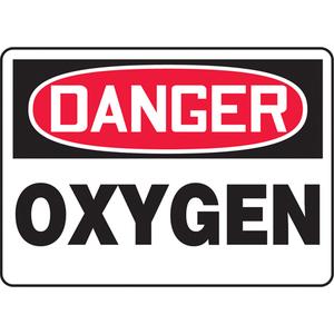 "Oxygen" Sign - Aluminum, Plastic, Vinyl, 10", 14", Bolt-On, English, Chemicals and Hazardous Materials, Danger; Oxygen