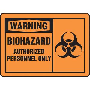 "Biohazard" Sign - Aluminum, Plastic, 10", 10", English with Pictogram, Chemicals and Hazardous Materials