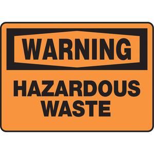 "Hazardous Waste" Sign - Aluminum, Plastic, Vinyl, 10", 14", Bolt-On, English, Chemicals and Hazardous Materials, Warning; Hazardous Waste