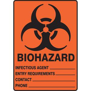 Customizable "Biohazard" Sign - Aluminum, Plastic, Vinyl, 14", 10", Bolt-On, English with Pictogram, Chemicals and Hazardous Materials