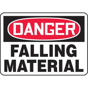 "Falling Material" Sign - Vinyl, Plastic, Aluminum, 10", 14", Adhesive, English, Construction, Danger; Falling Material