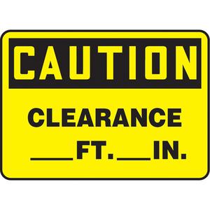 Customizable "Clearance" Sign - Vinyl, Plastic, Aluminum, 10", 14", Adhesive, English, Equipment, Caution; Clearance _Ft. _In.
