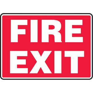 "Fire Exit" Sign - Vinyl, Plastic, Aluminum, 10", 14", Adhesive, English, Fire and Emergency, Fire Exit